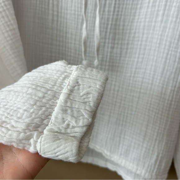 XIRENA Shay Drawstring Cowl Neck Gauze Top White Long Sleeve Pullover Size XS - Picture 8 of 15